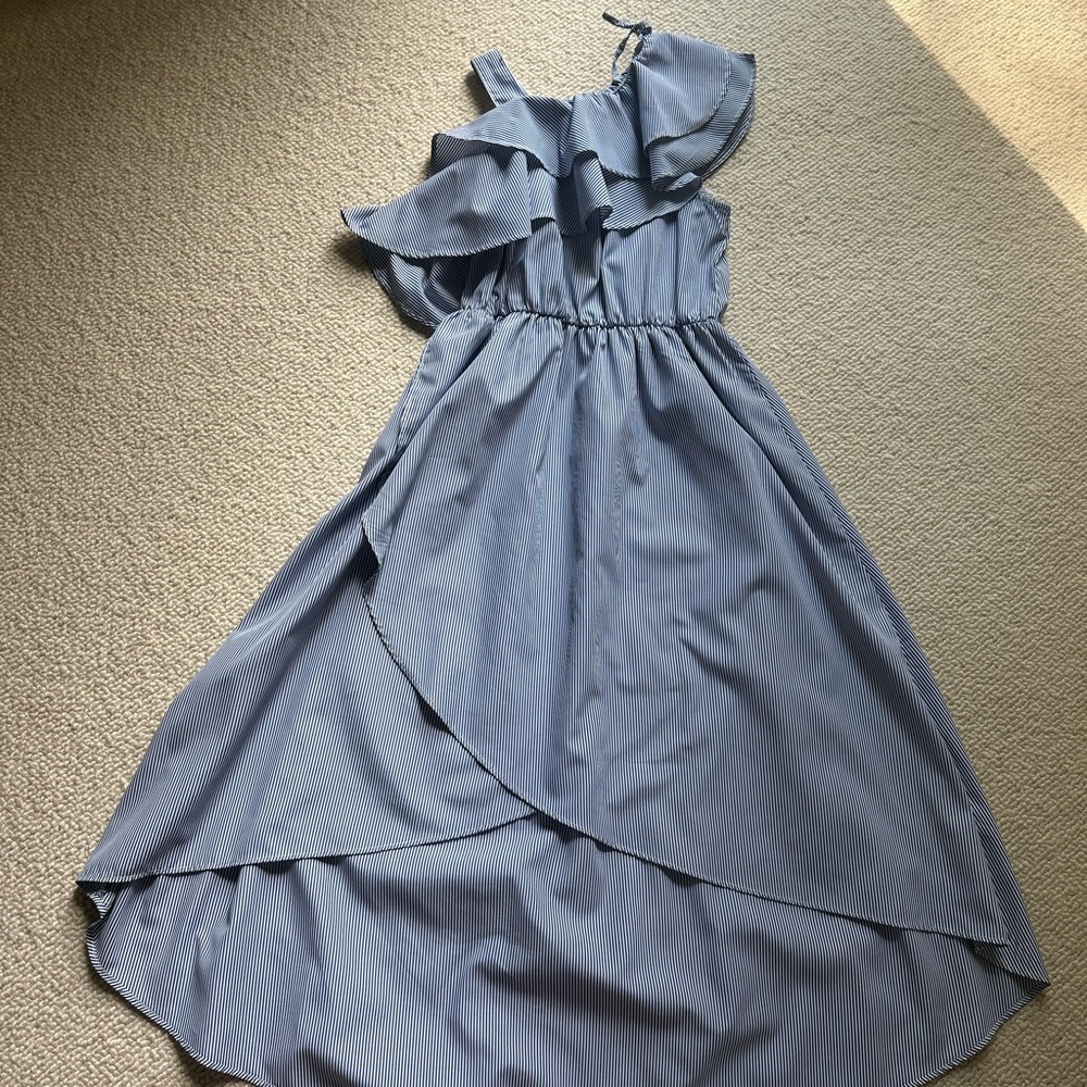 Habitual Blue Asymmetrical Ruffled Dress